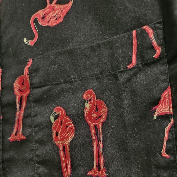 Men's Short Sleeve Button Front Summer Shirt Flamingo Print Size S NWT Blue Pink - Picture 5 of 6